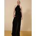 Women's Jules Beaded Semi-Sheer Halter Gown in Black / 14 | BCBGMAXAZRIA