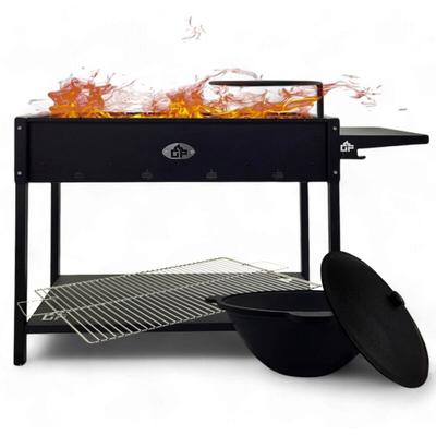 Grillpeter - Mangal Set Batyr xl Schaschlikgrill 100cm mit Grillrost Kasan 8L - schwarz