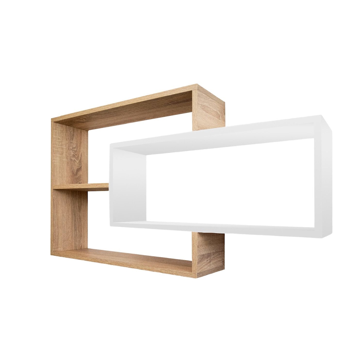 Wandregal Natur/Weiß Bücherregal Holz Hängeregal Schweberegal Image