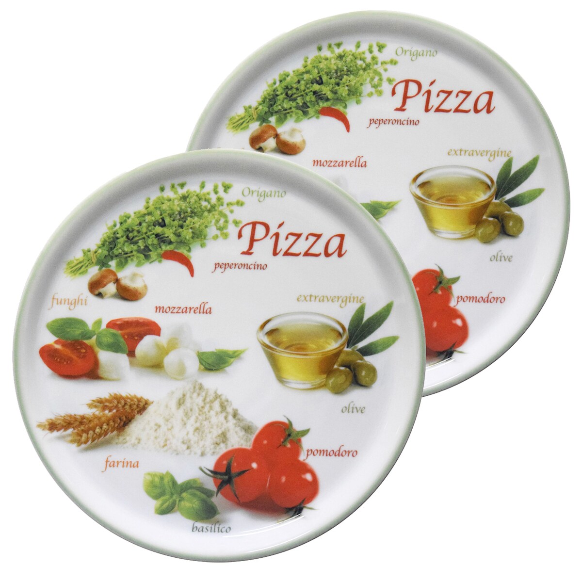 2er Set Pizzateller Napoli Pizzafoods grün 33cm - 04018#ZP1 Image