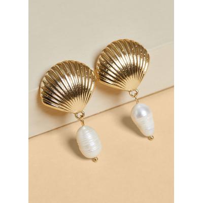 Plus Size Shell And Faux Pearl Earrings