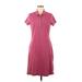 Tommy Hilfiger Casual Dress - Shirtdress High Neck Short sleeves: Burgundy Print Dresses - Women's Size Medium