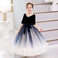 Kids Girls' Party Dress Galaxy Long Sleeve Formal Performance Anniversary Fashion Adorable Princess Cotton Flower Girl's Dress Summer Spring Fall 2-13 Years Black short style Navy V-neck mid-sleeve