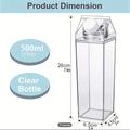 17oz/34oz Large Capacity Milk Box Shaped Water Bottle, Portable Transparent Square Bottle For Home Kitchen, Outdoor Sports, Camping, Gym Fitness