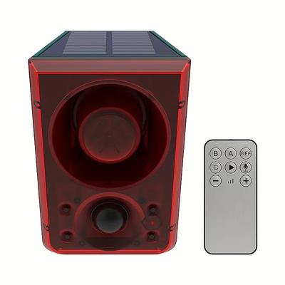 Solar Motion Sensor Alarm with Dog Barking Gunshot Sound - 130dB Siren Security System with Remote Controller for Home, Farm, Yard, Chicken Coop, Villa