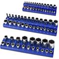 Magnetic Socket Organizer Set, 3-Piece Socket Holder Set Includes 1/4, 3/8 and 1/2 Drive SAE Socket Trays, Holds 68 Pieces Standard Size and Deep Size Sockets