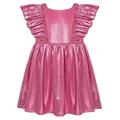 Girls Metallic Party Dress Girls Sleeveless Ruffle A-line Party Dress 5-12Y