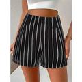 Damen Shorts Kurze Hosen Polyester Streifen Schwarz Weiß Strassenmode Hoher Taillenbund Kurz Urlaub Casual Sommer Frühling