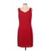 Metro Collection New York Casual Dress - Sheath V-Neck Sleeveless: Red Print Dresses - Women's Size 10