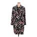 Tommy Hilfiger Casual Dress - Shirtdress High Neck Long sleeves: Black Floral Dresses - Women's Size 16