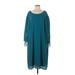 Kiyonna Casual Dress - Midi: Teal Solid Dresses - Women's Size 4 Plus