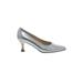 Salvatore Ferragamo Heels: Silver Solid Shoes - Women's Size 9 1/2 - Pointed Toe