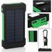 20000mAh Solar Battery Charger Portable Power Bank with LED Light Outdoor Waterproof Dual USB Battery Pack for Cell Phone Pad Android Camera - Green