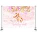Baby Shower Bear Backdrop Kids Child Party Birthday Decor Baby Photocall Gold Balloon Pink Flowers Props Photostudio