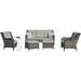 Popular Outdoor Furniture Set 5-Piece Patio Rattan Wicker Sectional Sofa Set with 3-Seat Couch 2 Armchairs 2 Ottoman Footrests for Patio Conversation (5 PC Brown/Grey)