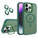 Dteck Case for iPhone 13 Pro Max Magnetic Mag-Safe Matte PC Case with Camera Lens Protector Shockproof Rubber Metal Camera Protection Kickstand Cover Darkgreen