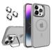 Dteck Case for iPhone 15 Pro Max Magnetic Mag-Safe Matte PC Case with Camera Lens Protector Shockproof Rubber Metal Camera Protection Kickstand Cover Gray