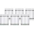 4 Oz / 120 Ml Clear Thick Glass Straight Sided Empty Jar Containers With White Smooth Lids (6 Pack)