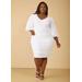 Plus Size Embroidered Puffed Sleeve Dress