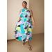 Plus Size Abstract Linen Blend A Line Dress