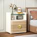 AISUNG 2 - Drawer Nightstand in Beige Wood/Glass in White/Brown | Wayfair AS-004-574