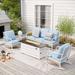 Alphamarts 4 Piece Sofa Seating Group w/ Cushions Metal/Rust - Resistant Metal in Blue | 35 H x 74.8 W x 29.25 D in | Outdoor Furniture | Wayfair