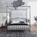 Winston Porter Rinat Metal Canopy Bed in Black | Wayfair 9FBAE90C8F5447C482A972687178D405