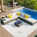 Latitude Run® Milsons 8 Piece Sofa Seating Group w/ Cushions Wood in Gray | 25.6 H x 112 W x 29.6 D in | Outdoor Furniture | Wayfair
