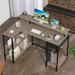 17 Stories Katalina 48.4"Reversible L-Shaped Desk w/ LED w/ Power Outlets & Shelves Wood/Metal in Gray | 30 H x 48.4 W x 31.5 D in | Wayfair