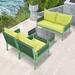 Ebern Designs Degnan 4 - Person Outdoor Seating Group w/ Cushions Metal in Green/Yellow | Wayfair 66DCF1F81E1246ECAA381ACB567E3D9A