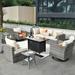 Latitude Run® Quinte 9 Piece Sofa Seating Group w/ Cushions, Rattan in Gray | 31.49 H x 83.85 W x 29.52 D in | Outdoor Furniture | Wayfair