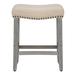 Sand & Stable™ Ileana Counter & Bar Stool Set of 2 Wood/Upholstered in Gray/Brown | Counter Stool (24" Seat Height) | Wayfair