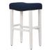 Sand & Stable™ Ileana Counter & Bar Stool Set of 2 Wood/Upholstered in White/Blue | Bar Stool (29" Seat Height) | Wayfair