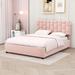 Latitude Run® Llanas Queen Size Platform bed w/ Adjustable Headboard Wood & Upholstered/ in Pink | 45 H x 63 W x 83 D in | Wayfair