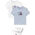 T-Shirt TOMMY HILFIGER "BABY FLAG TEE 2 PACK GIFTBOX" Gr. 86, blau (breezy blue, white) Baby Shirts T-Shirts