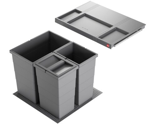 Hailo Abfallsammler 3301681 Allegro 430 Einsatz 2x 13 + 28 Liter Dunkelgrau Image