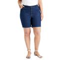 Plus Size Women's Raw Hem Curvie Fit Denim Shorts by June+Vie in Medium Blue (Size 12 W)