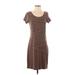 Peruvian Connection Casual Dress - Shift Scoop Neck Short sleeves: Brown Dresses - Women's Size Small