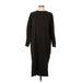 H&M Casual Dress - Midi Crew Neck 3/4 sleeves: Brown Print Dresses - Women's Size Large