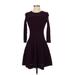 Eliza J Casual Dress - Fit & Flare: Burgundy Dresses - Women's Size Small