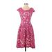 Yoana Baraschi Casual Dress - A-Line Scoop Neck Short sleeves: Pink Print Dresses - Women's Size 2