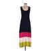 Mittoshop Casual Dress - A-Line Scoop Neck Sleeveless: Blue Stripes Dresses - Women's Size Medium