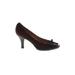 Sofft Heels: Slip On Stiletto Work Brown Solid Shoes - Women's Size 7 1/2 - Round Toe