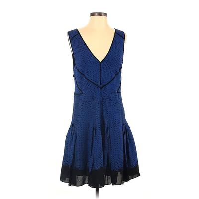 Proenza Schouler Casual Dress - A-Line V Neck Sleeveless: Blue Polka Dots Dresses - Women's Size 2