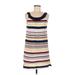 Velvet Casual Dress - Shift: White Stripes Dresses - Women's Size Medium