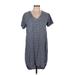 Cloth & Stone Casual Dress - Shift V Neck Short sleeves: Blue Dresses - Women's Size Medium