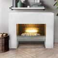 Freestanding Electric Fireplace Suite, White Electric Fire and Surround, 39 Inch Electric Fireplace, Realistic Flame Effect, 2kw Heater