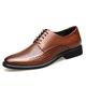 Ninepointninetynine Dress Oxford for Men Lace Up Breathable Apron Toe Derby Shoes Cowhide Resistant Non Slip Anti-Slip Business (Color : Brown, Size : 6.5 UK)