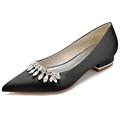 Women Ballet Flats Rhinestone Wedding Ballerina Shoes Comfort Low Heel Dress Shoes for Women,Black,7 UK