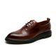 Ninepointninetynine Oxford Formal Shoes for Men Lace Up Pointed Apron Toe Burnished Toe Shoes Leather Rubber Sole Slip Resistant Anti-Slip Party (Color : Brown, Size : 6 UK)